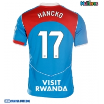 Camisa de Futebol Atletico Madrid David Hancko #17 Equipamento Alternativo Mulheres 2025-26 Manga Curta